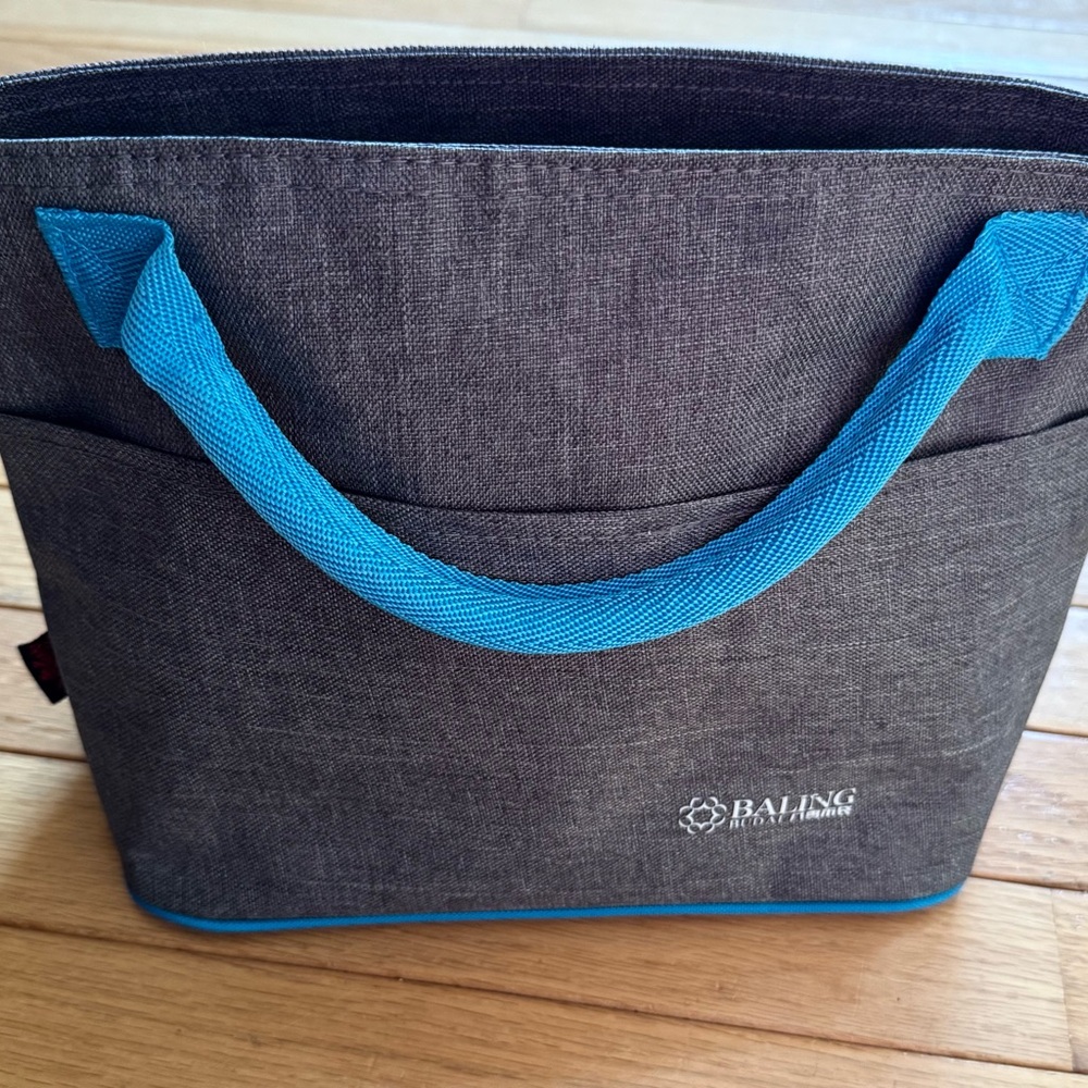 Insulated Lunch Bag, Baling Budai Gray and Blue Insulated Lunch Bag, Lunch Bag